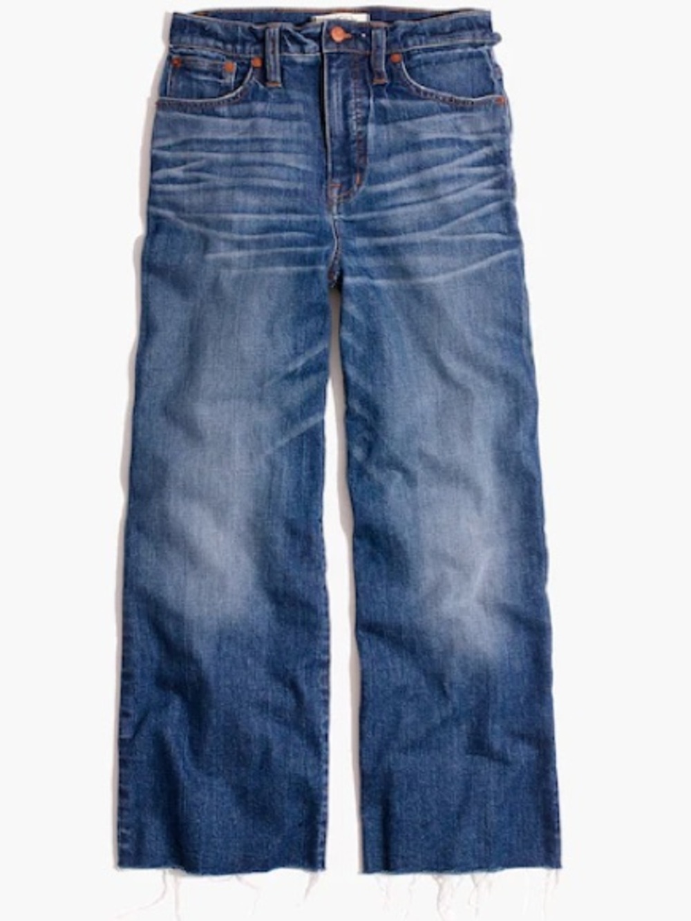 Madewell Raw Hem High Waist Crop Wide Leg Jeans